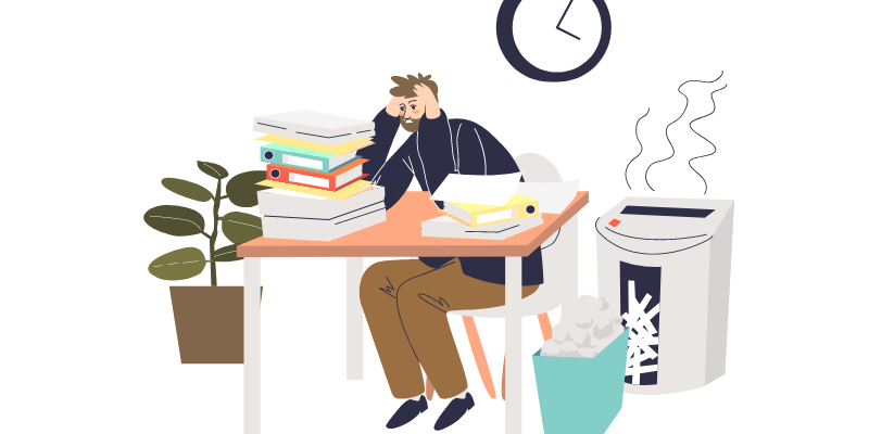 stressed out manager at desk. stress management for leaders